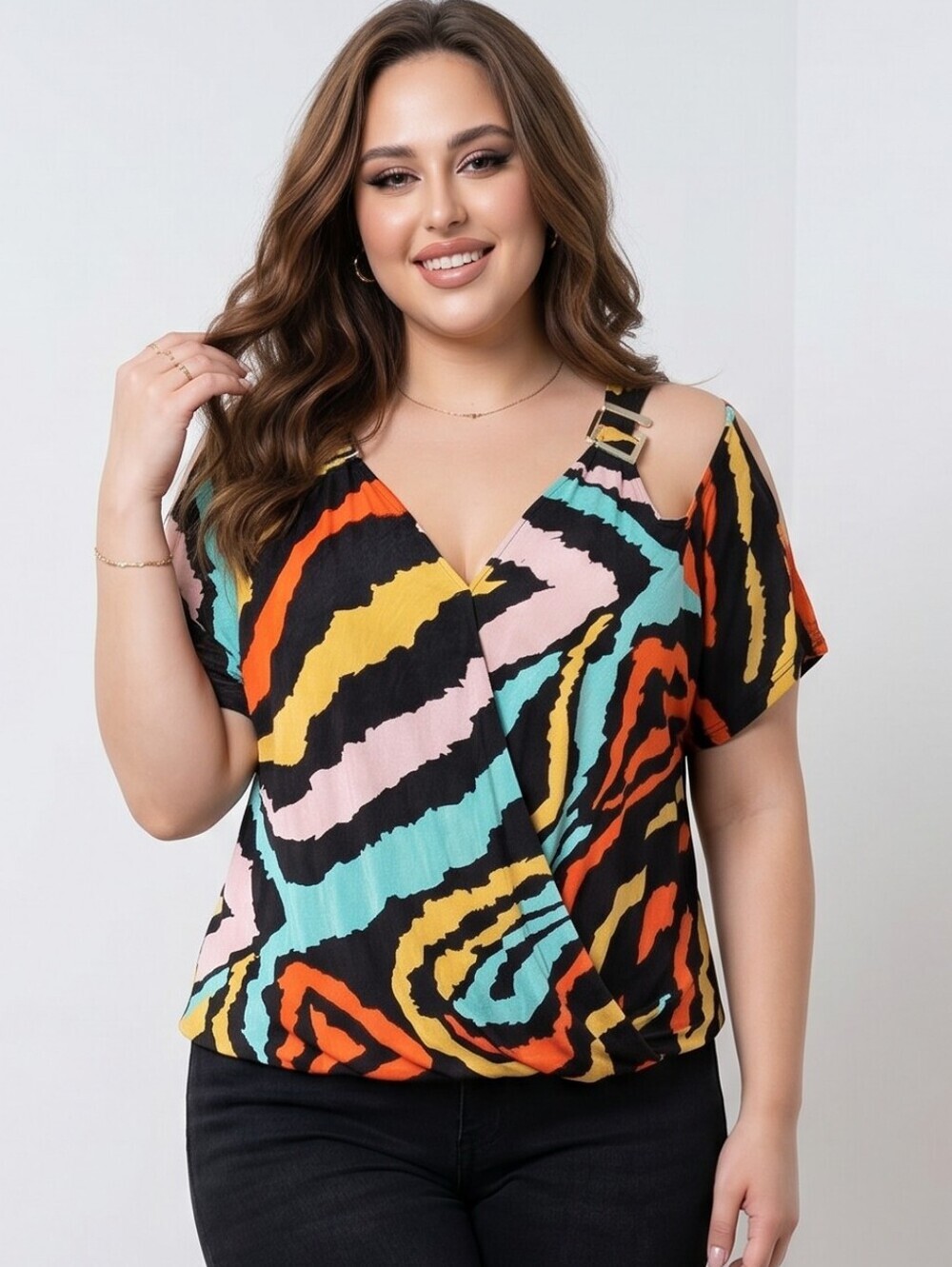 NWT BOLD elements Cold Shoulder Crossover Blouse ~2X